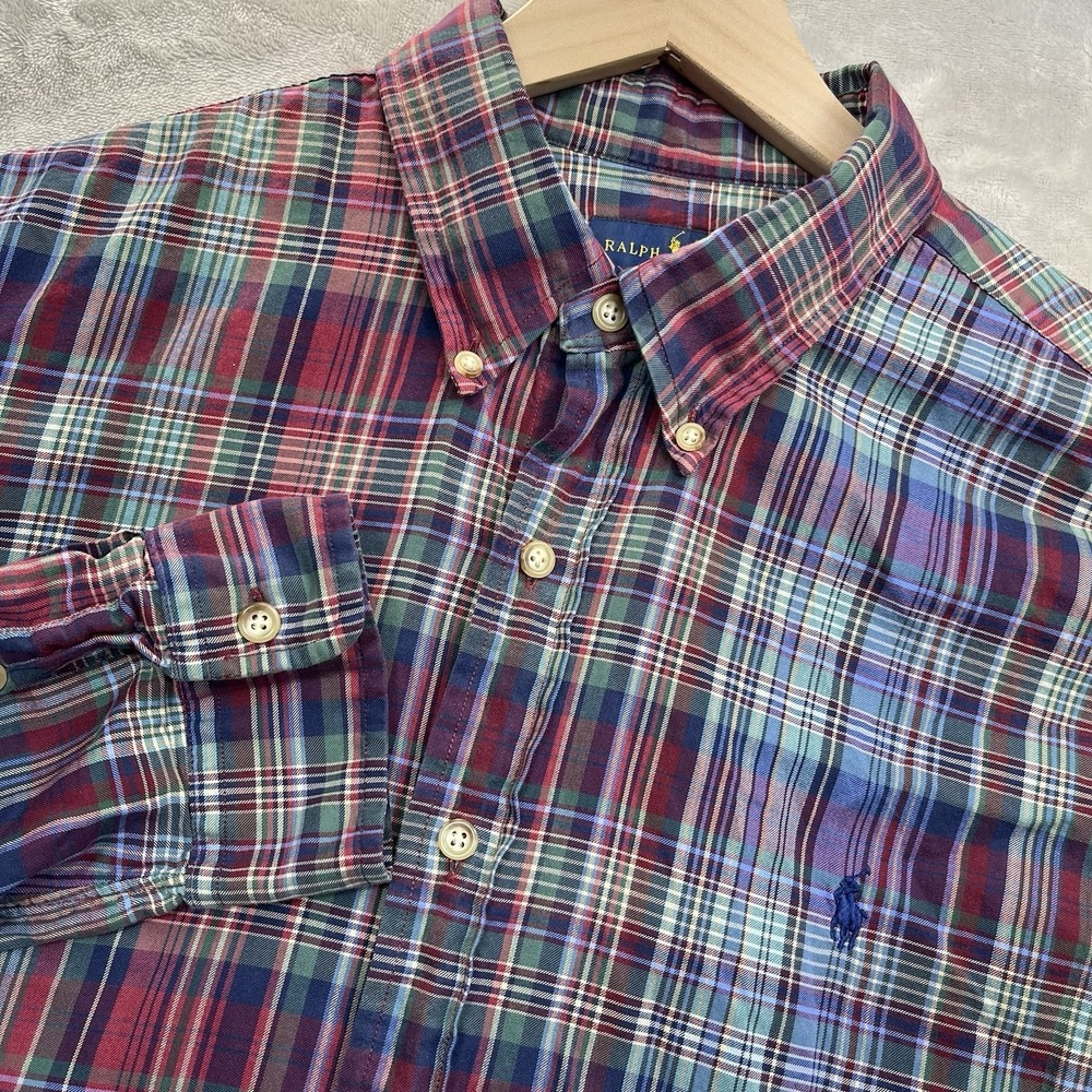 Ralph Lauren Button Down Shirt Mens XL Plaid Long Sleeve Cotton Pony